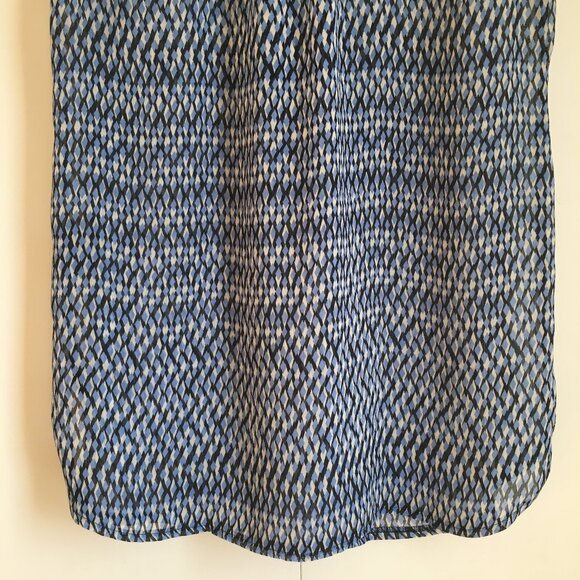 Sheer Blue Diamond Scale Bow Tie Up Ruffled Milk Maid Tank Top - Picture 8 of 14